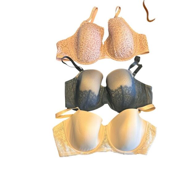 3 thirdlove 42C soft pink artisan lace blue eyelash lace graphic lace bras - Picture 1 of 8